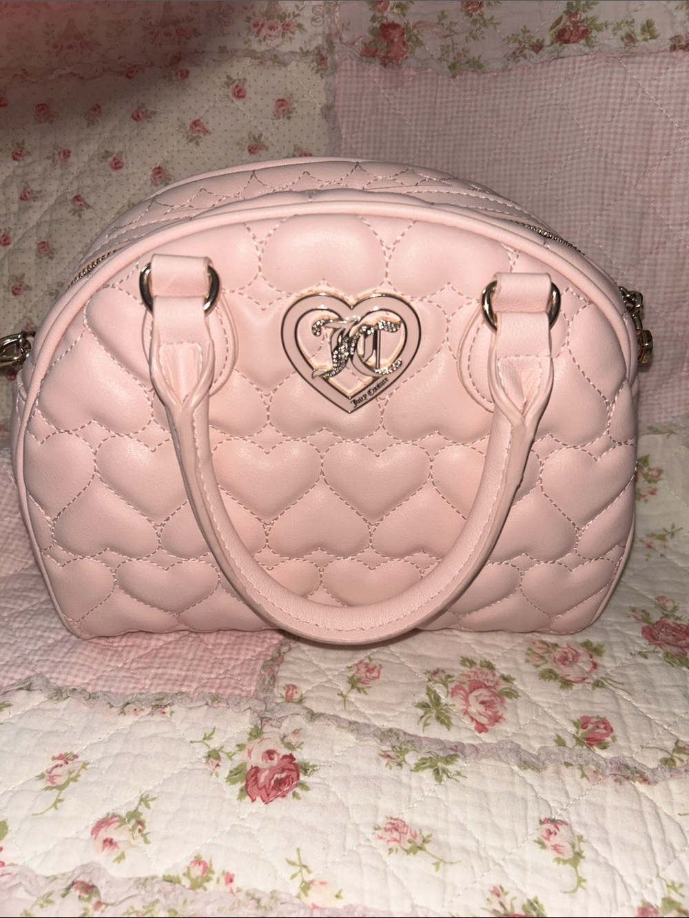 Charming Pink Heart-Quilted Juicy Couture handbag